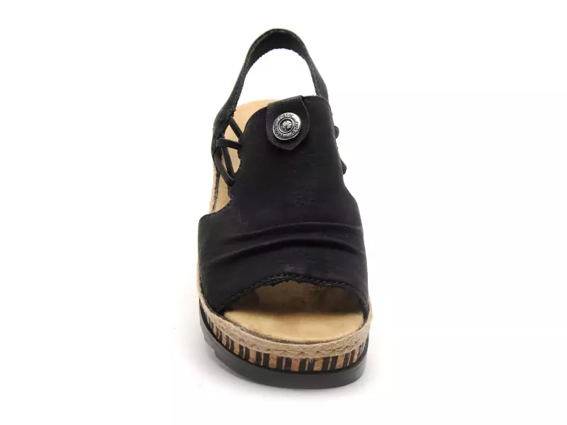 Rieker V7972 Noir Sandales à Talons Femme