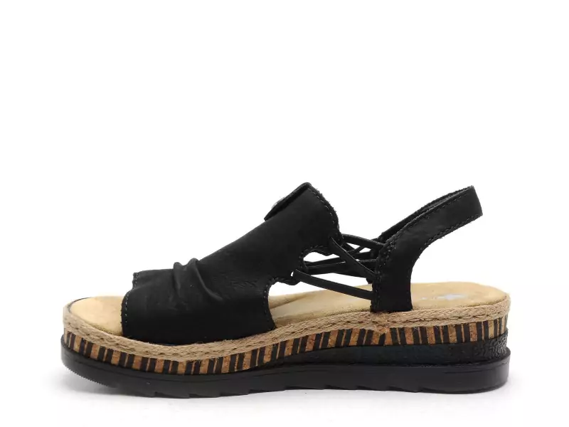 Rieker V7972 Noir Sandales à Talons Femme