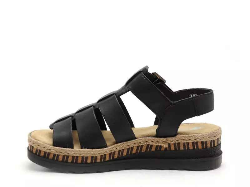 Rieker V7904 Noir Sandales à Talons Femme