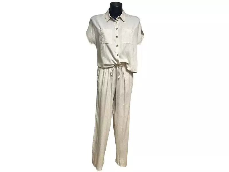 Pieces Pantalon Beige PIA HW WIDE Jeans et Pantalons Femme