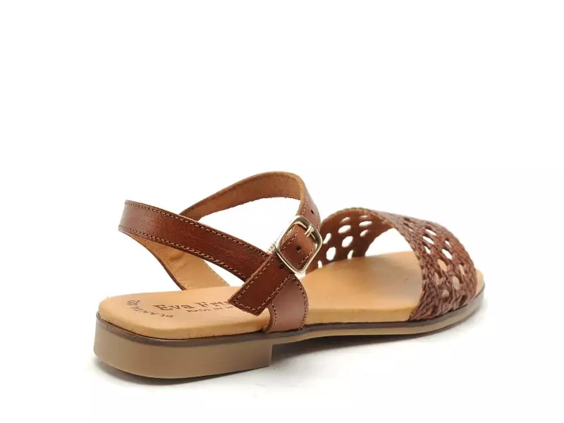 Eva Frutos 3089 Marron Sandales Plates Femme