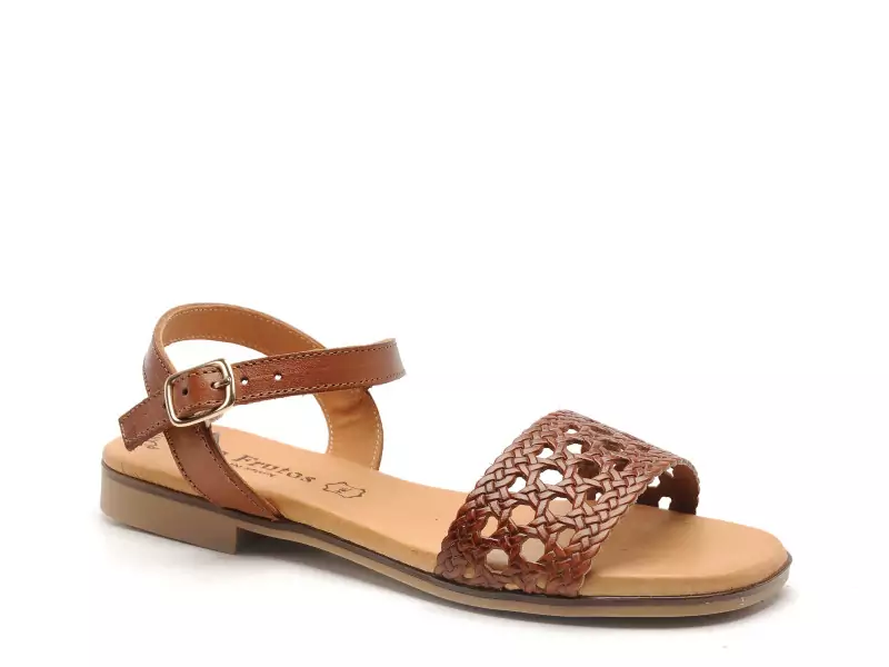 Eva Frutos 3089 Marron Sandales Plates Femme