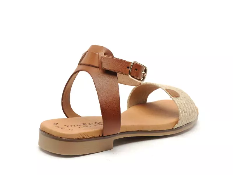 Eva Frutos 3052 Beige Sandales Plates Femme