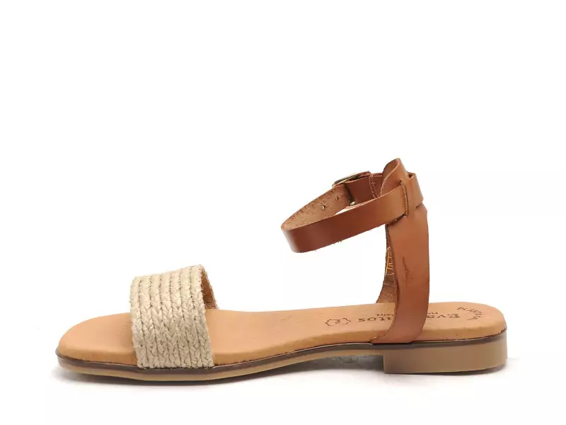 Eva Frutos 3052 Beige Sandales Plates Femme