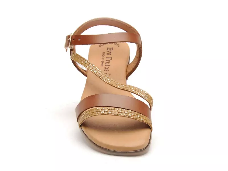 Eva Frutos 3015 Marron Sandales Plates Femme