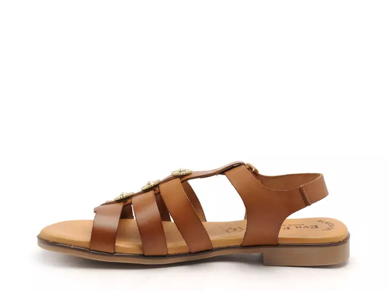 Eva Frutos 3023 Marron Sandales Plates Femme
