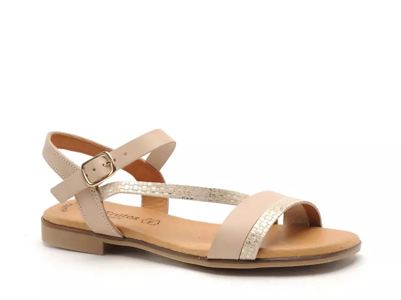 Eva Frutos 3015 Beige Sandales Plates Femme