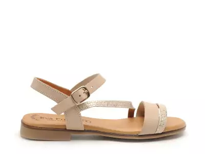 3015 Beige Sandales Plates Femme