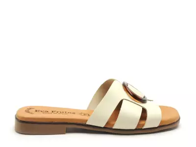 3054 Beige Mules et Sabots Plats Femme