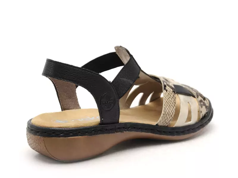 Rieker 65918 Noir Sandales Plates Femme