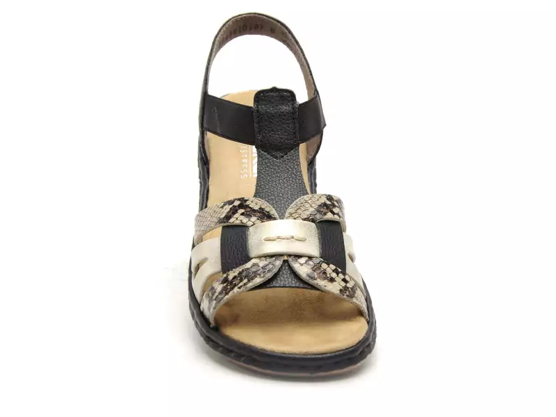 Rieker 65918 Noir Sandales Plates Femme