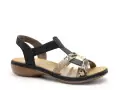 Rieker 65918 Noir Sandales Plates Femme