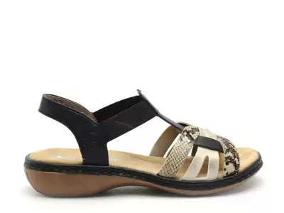 65918 Noir Sandales Plates Femme