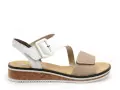 Rieker V3660 Beige Sandales Plates Femme