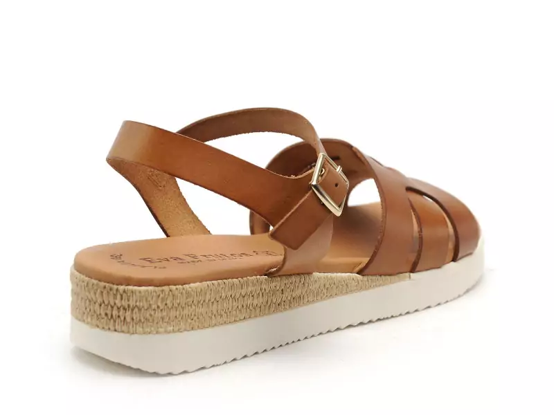 Eva Frutos 4222 Marron Sandales Plates Femme