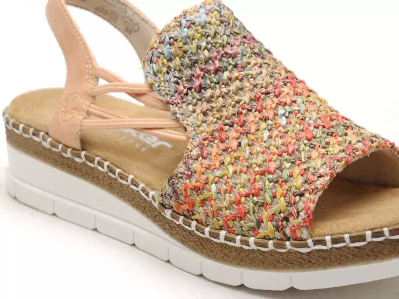 Rieker V1241 Multicolore Sandales à Talons Femme