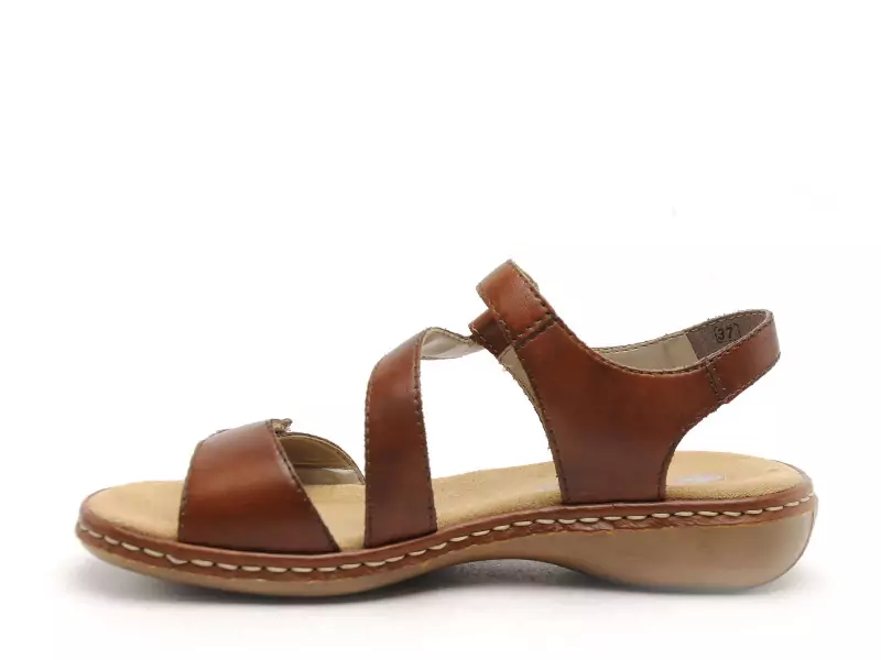 Rieker 659C7 Marron Sandales Plates Femme