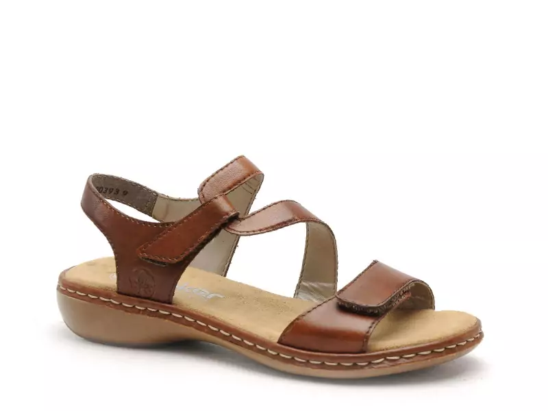 Rieker 659C7 Marron Sandales Plates Femme