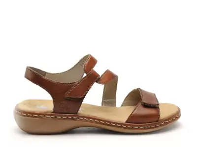 659C7 Marron Sandales Plates Femme