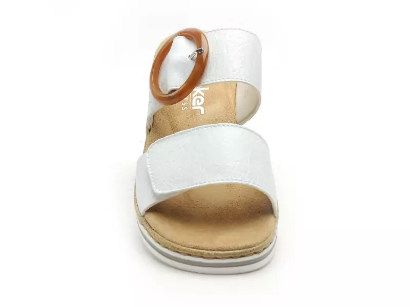 Rieker V0692 Blanc Mules et Sabots Plats Femme