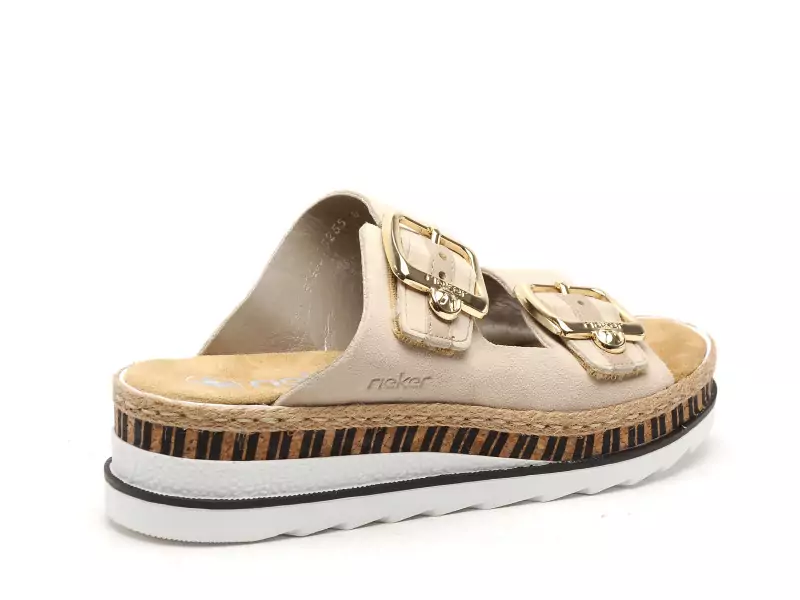 Rieker V7955 Beige Mules et Sabots à Talons Femme