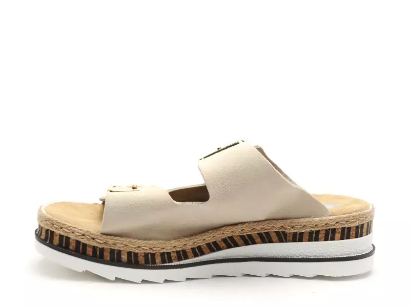 Rieker V7955 Beige Mules et Sabots à Talons Femme