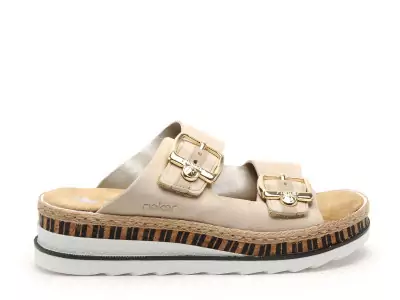 V7955 Beige Mules et Sabots à Talons Femme