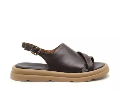 GRIVE Marron Sandales Plates Femme