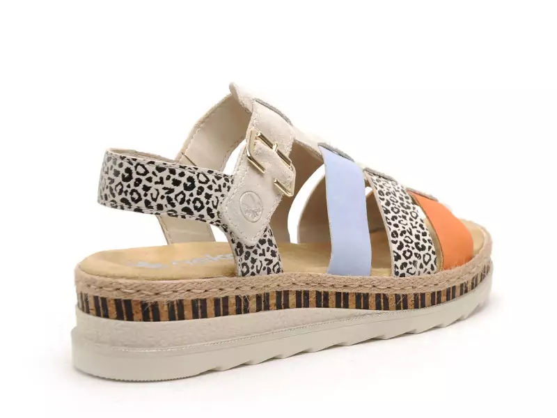 Rieker V7904 Multicolore Sandales à Talons Femme