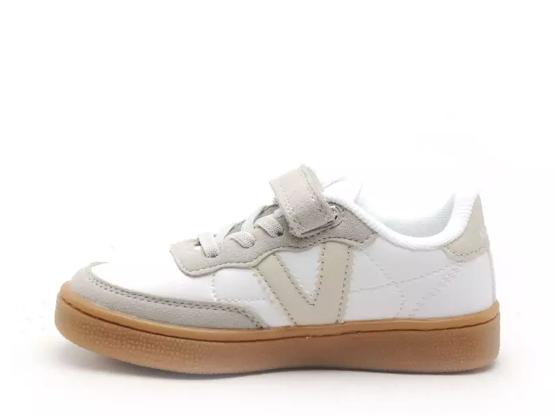 Victoria 1256102 OSLO EFFET PIEL ET LEOPARD Blanc Baskets Basses Garçon