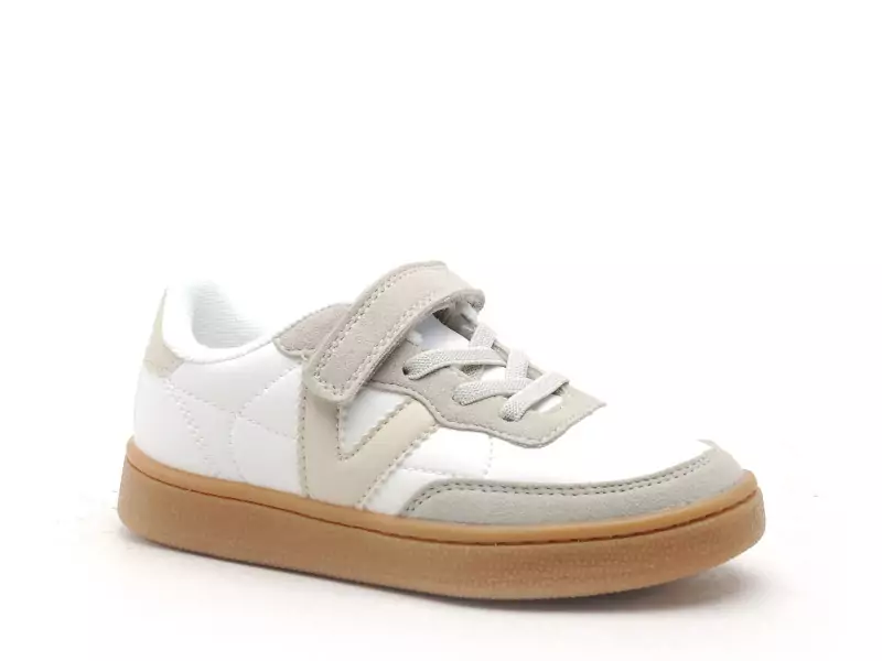 Victoria 1256102 OSLO EFFET PIEL ET LEOPARD Blanc Baskets Basses Garçon