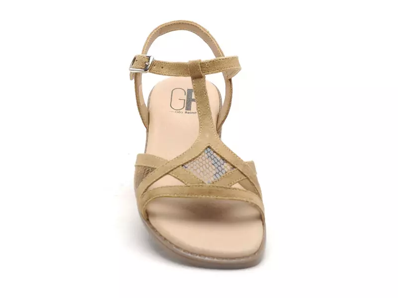 Gr POLAMI Beige Sandales Plates Femme