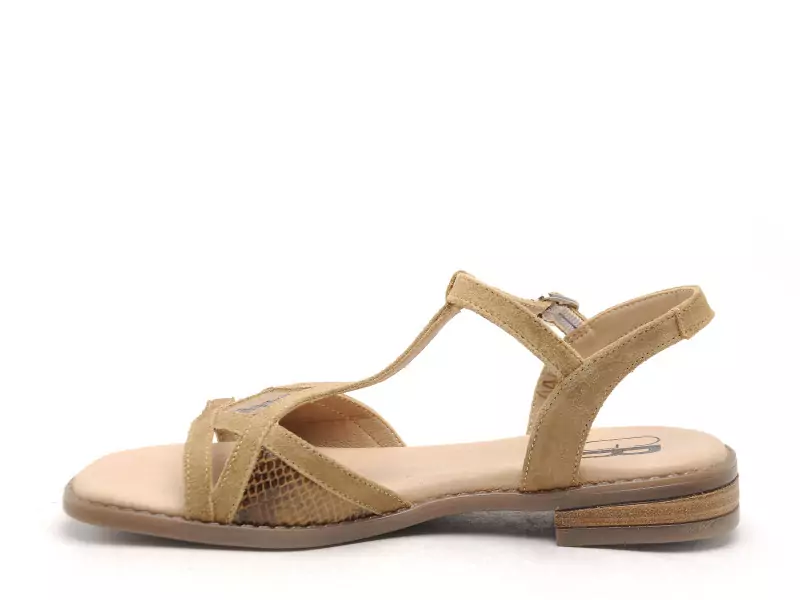 Gr POLAMI Beige Sandales Plates Femme