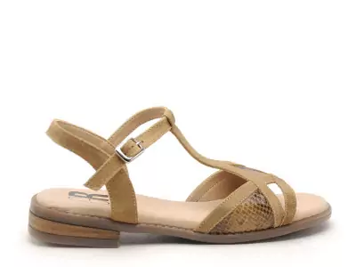 POLAMI Beige Sandales Plates Femme