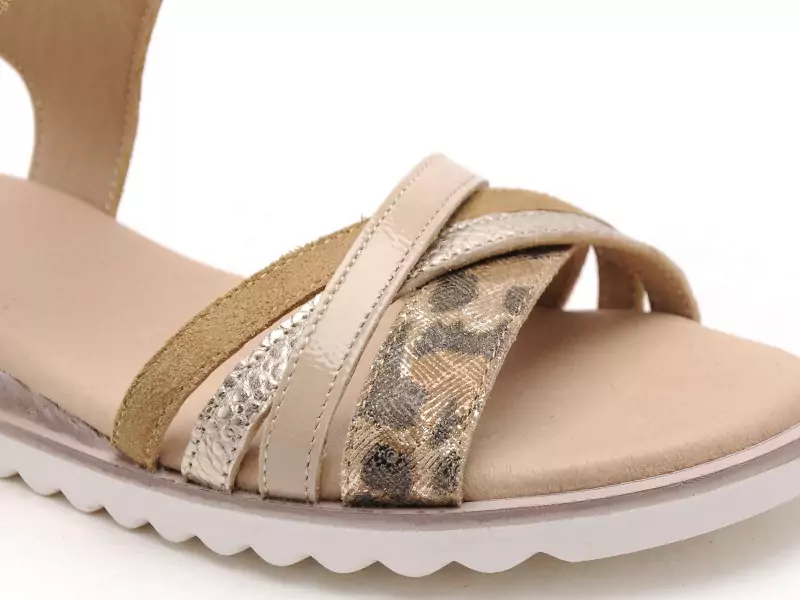 Gr XIABY Beige Sandales Plates Femme