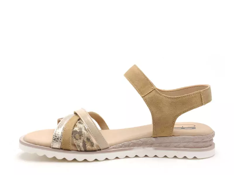 Gr XIABY Beige Sandales Plates Femme