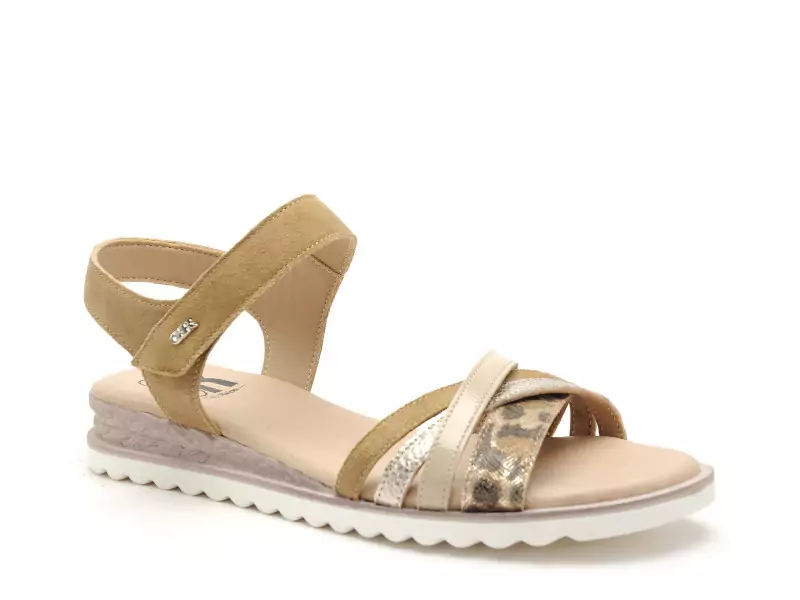 Gr XIABY Beige Sandales Plates Femme