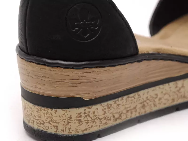 Rieker 63780 Noir Sandales à Talons Femme