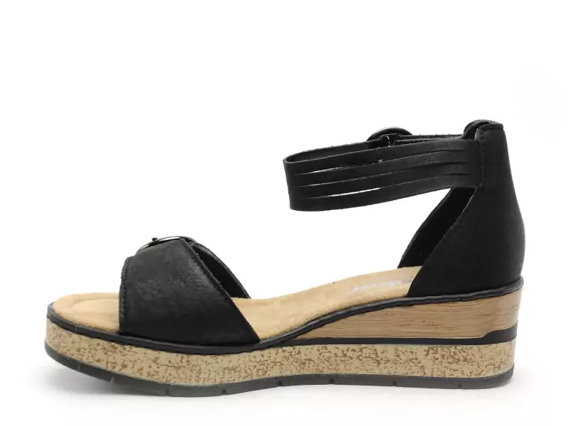 Rieker 63780 Noir Sandales à Talons Femme