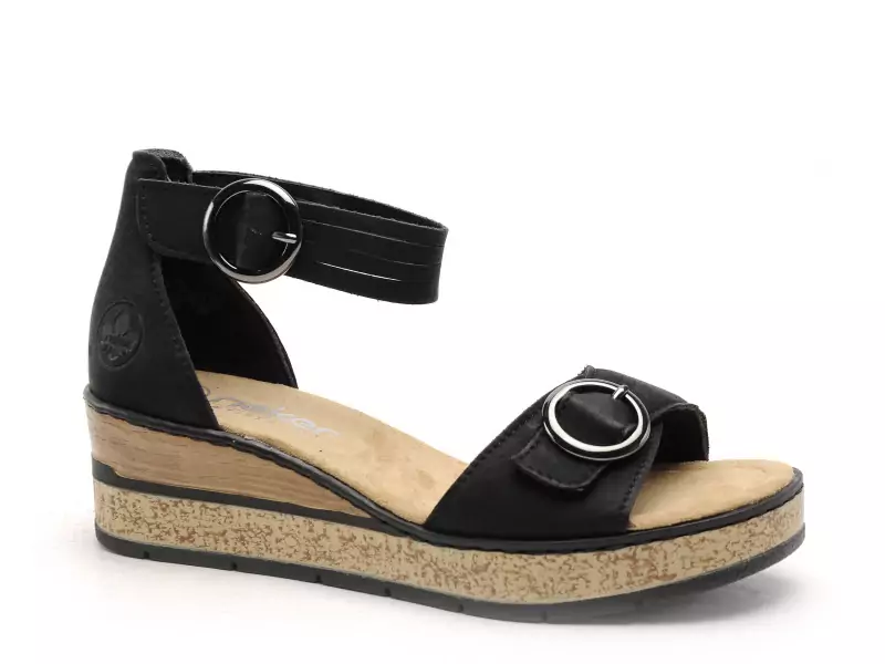 Rieker 63780 Noir Sandales à Talons Femme