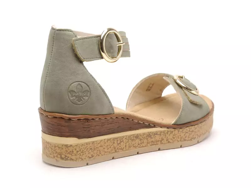 Rieker 63780 Kaki Sandales à Talons Femme
