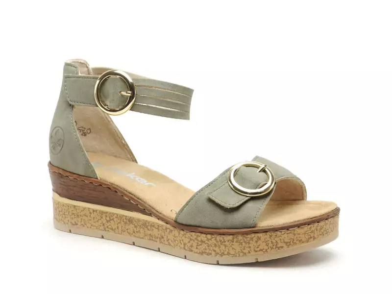Rieker 63780 Kaki Sandales à Talons Femme