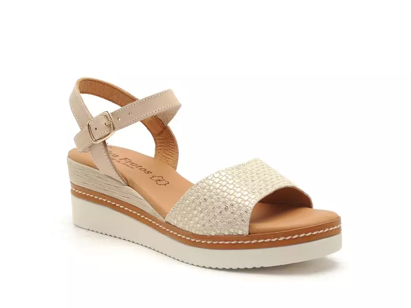 Eva Frutos 569 Beige Sandales à Talons Femme