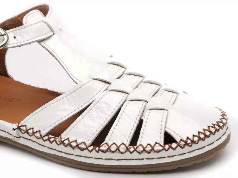 Coco Abricot MUSIGNY Blanc Sandales Plates Femme