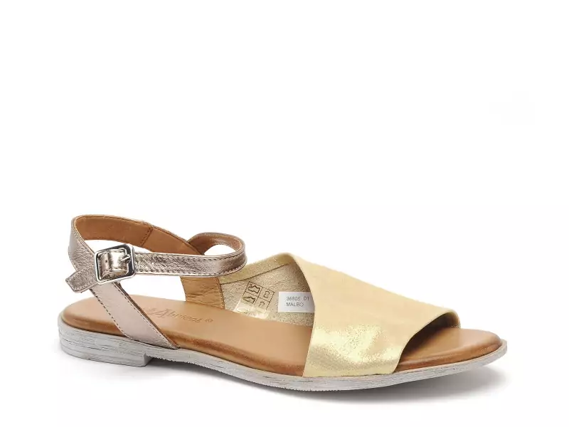 Coco Abricot MALBO Or Sandales Plates Femme