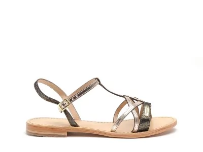 HIRONELA F Noir Sandales Plates Femme