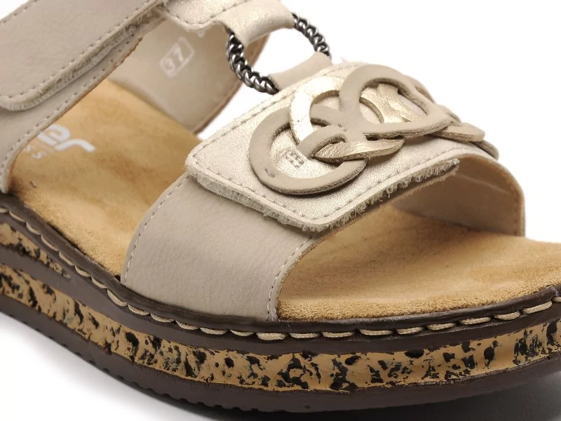 Rieker 62936 Beige Mules et Sabots à Talons Femme