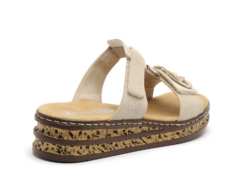 Rieker 62936 Beige Mules et Sabots à Talons Femme