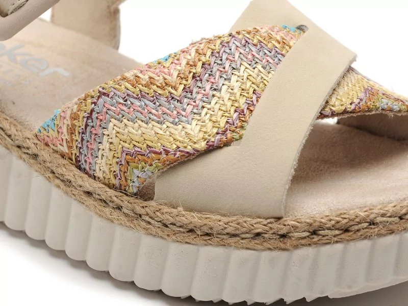 Rieker 69269 Beige Sandales à Talons Femme