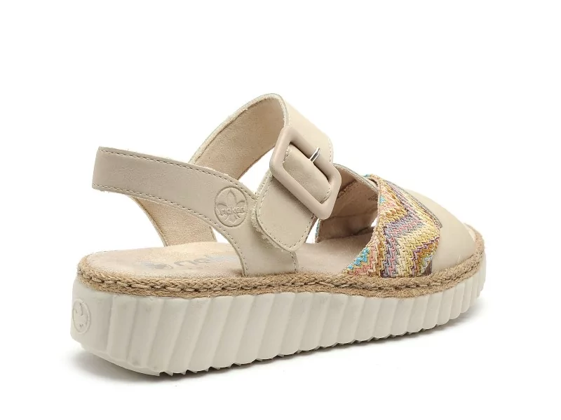 Rieker 69269 Beige Sandales à Talons Femme
